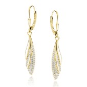 Cercei lungi de argint placat cu aur galben cu pietre si tortite DiAmanti Z1955DG_W-DIA